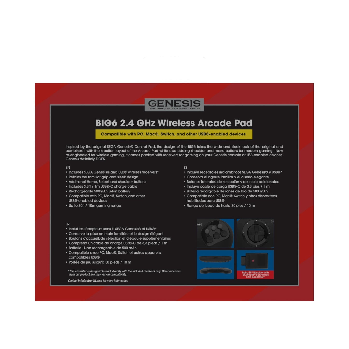 BIG6 2.4 GHz Wireless Arcade Pad for Controller – CastleMania Games