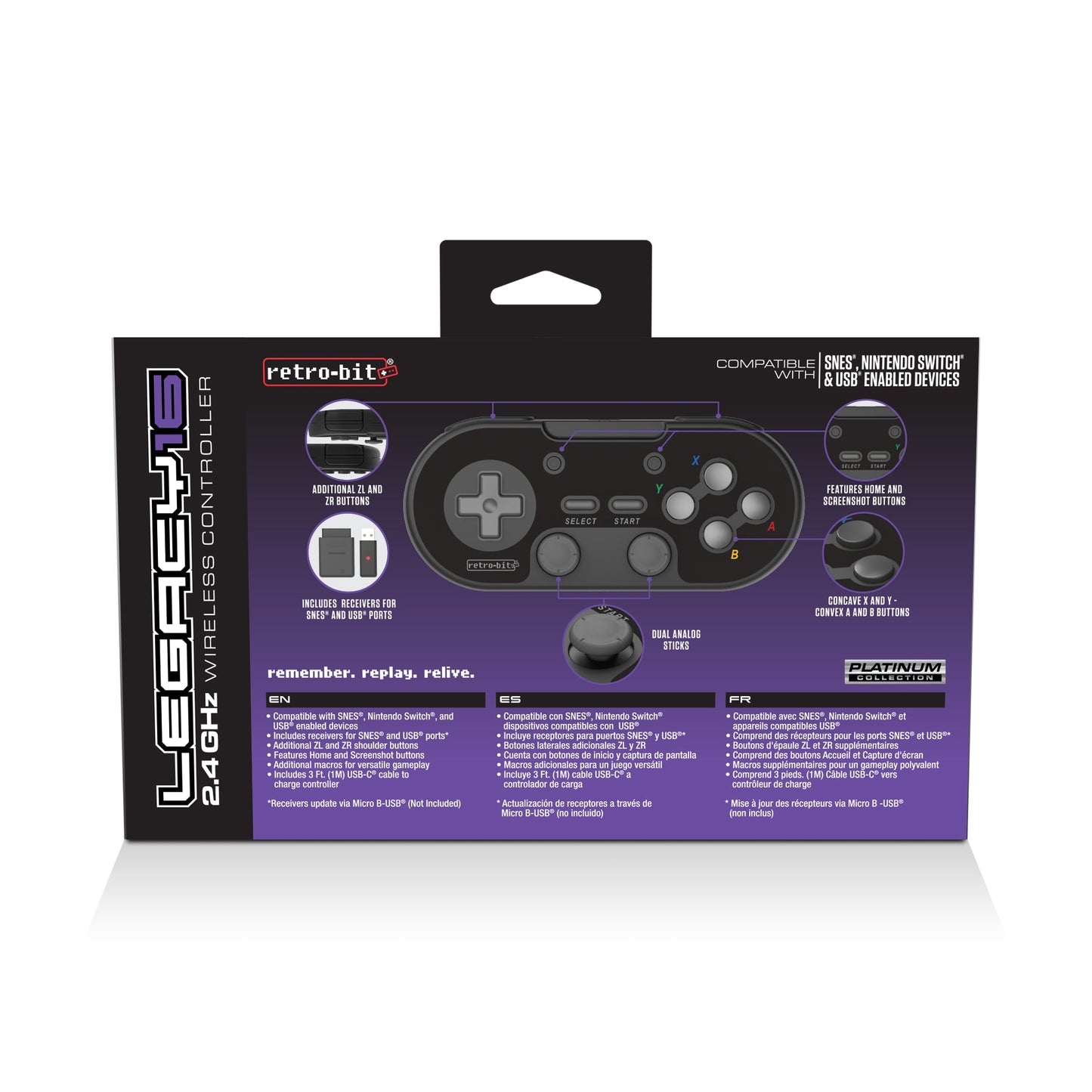 Retro-Bit Legacy16 2.4GHz Wireless Controller - Black - CastleMania Games