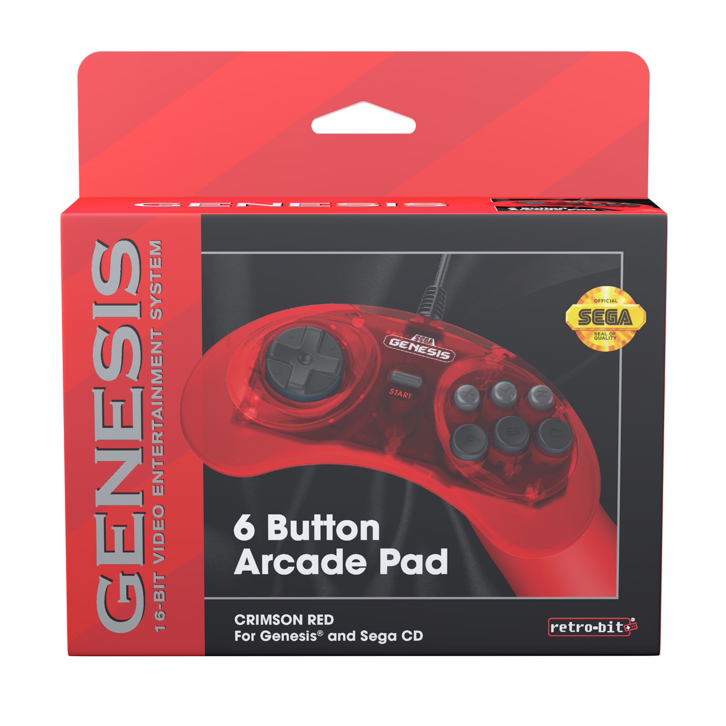 SEGA Genesis 6-Button Arcade Pad - Crimson Red - CastleMania Games