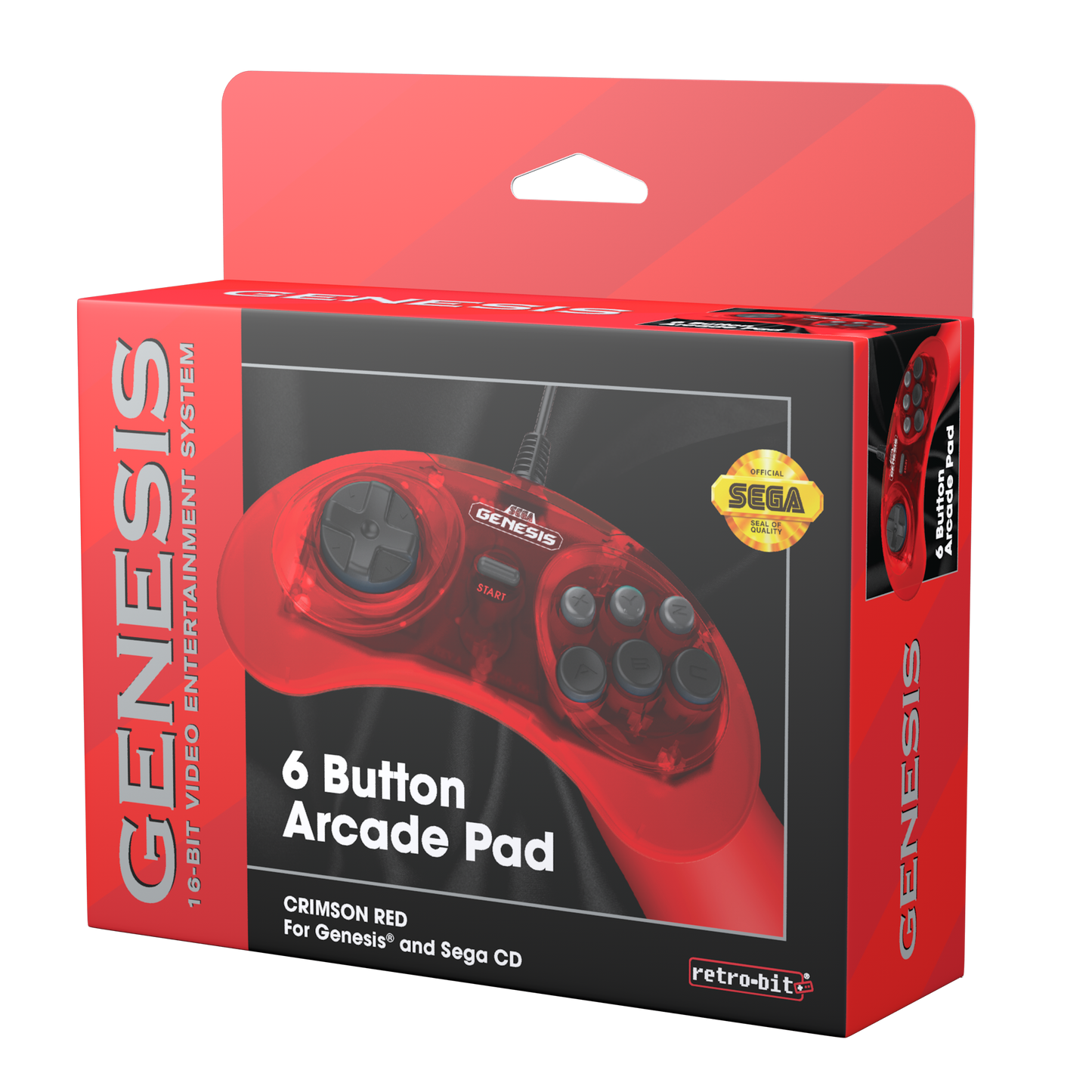 SEGA Genesis 6-Button Arcade Pad - Crimson Red - CastleMania Games