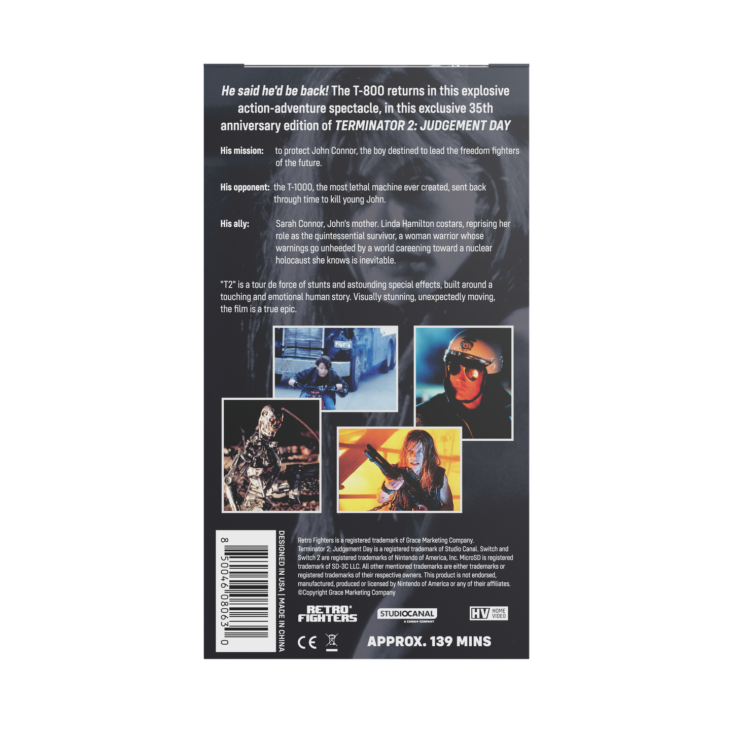 Retro Fighters Terminator 2® Mini VHS Cassette Switch Game Case