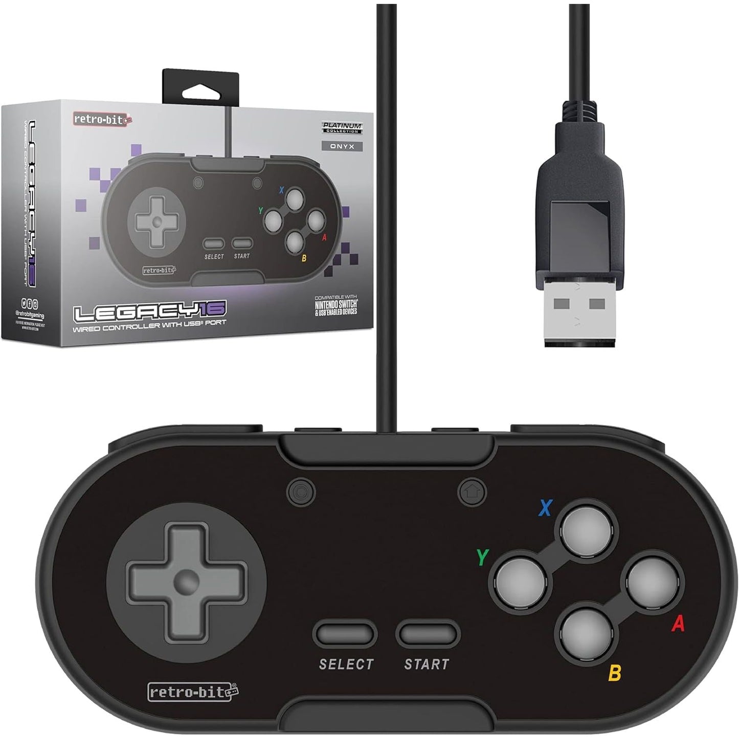 Retro-Bit Legacy16 Wired USB Controller - Black