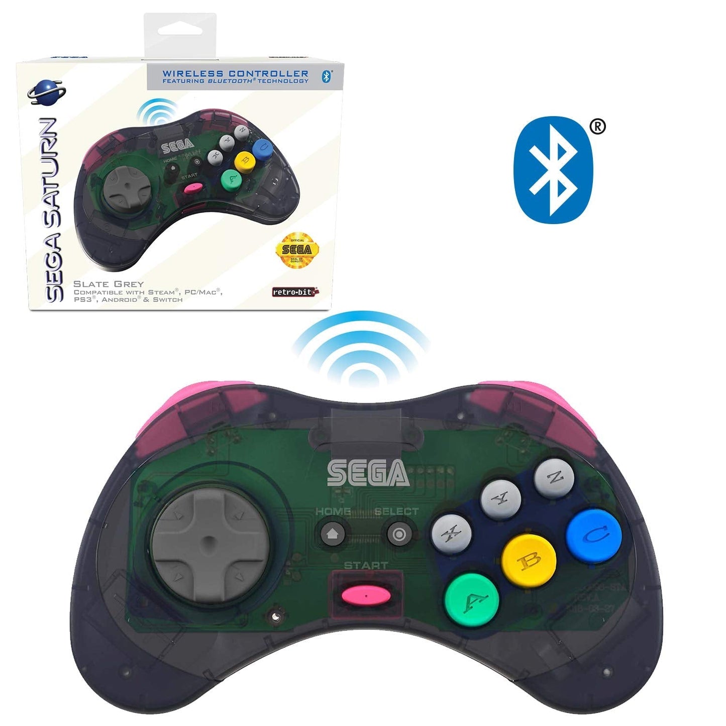 Retro - Bit Sega Saturn 8 - Button Bluetooth Controller - Slate Gray for Controller – CastleMania Games