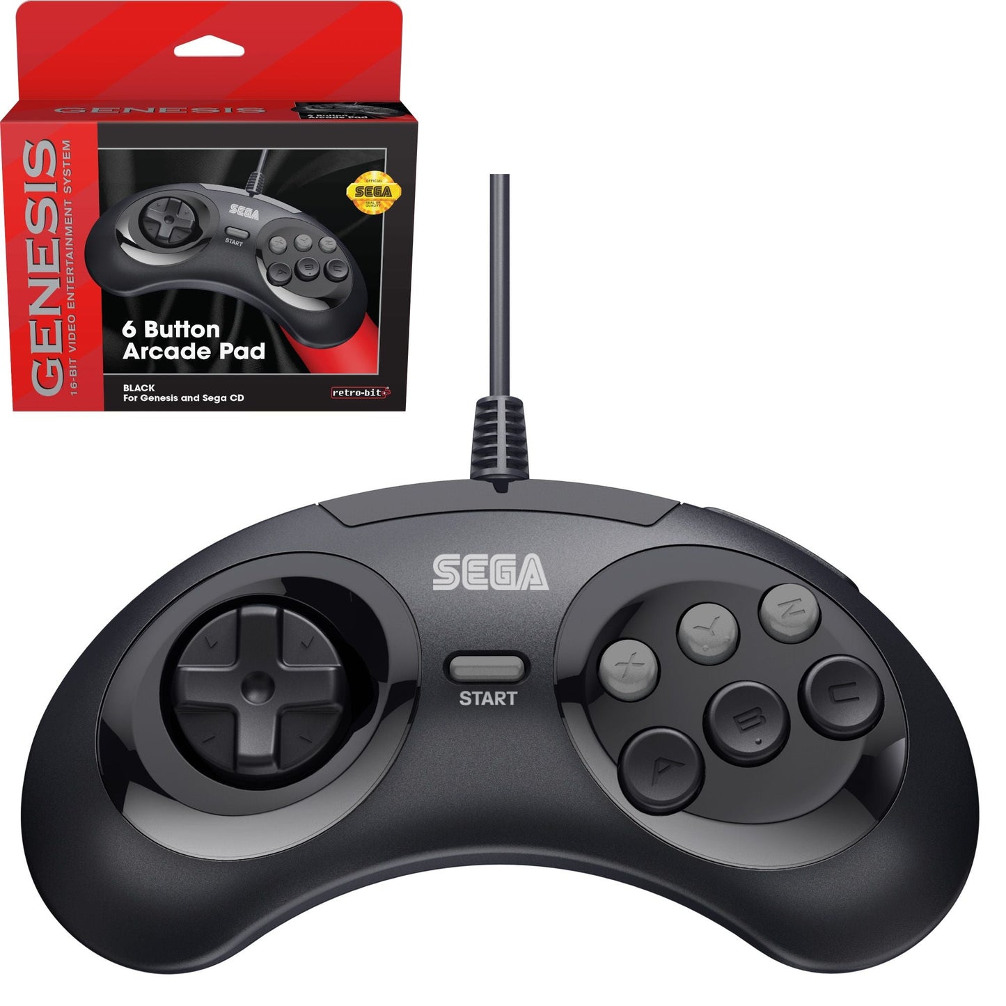 SEGA Genesis 6-Button Control Pad - Original Port - Black for Controller – CastleMania Games