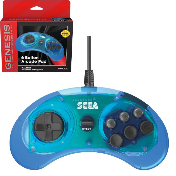 SEGA Genesis 6-Button Control Pad - Original Port - Clear Blue for Controller – CastleMania Games