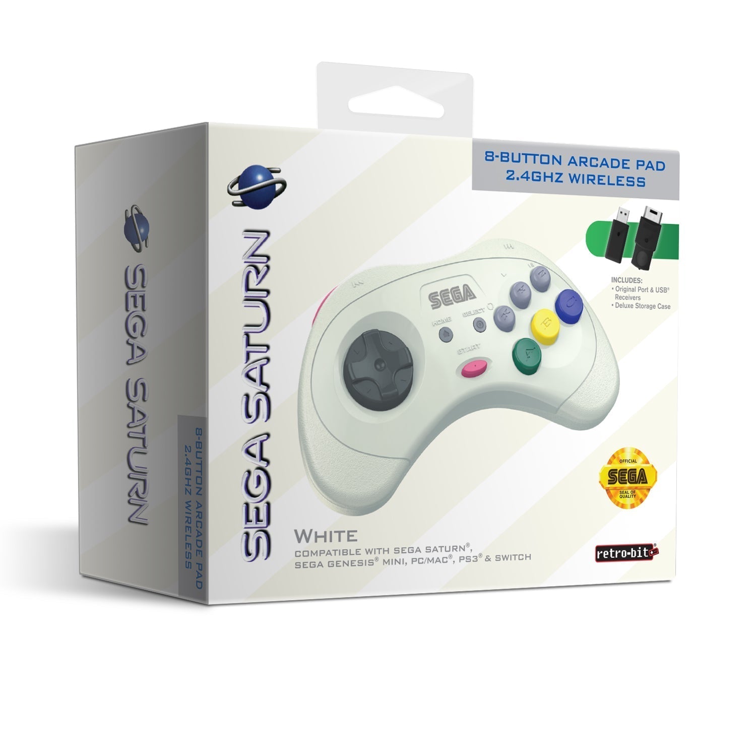 SEGA Saturn® 8 - Button Arcade Pad - 2.4 GHz Wireless - White for Controller – CastleMania Games