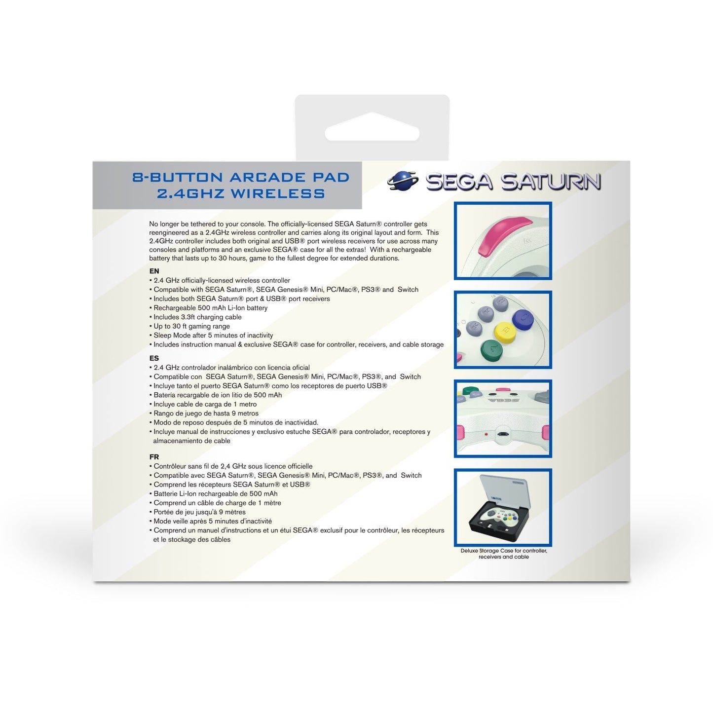 SEGA Saturn® 8 - Button Arcade Pad - 2.4 GHz Wireless - White for Controller – CastleMania Games