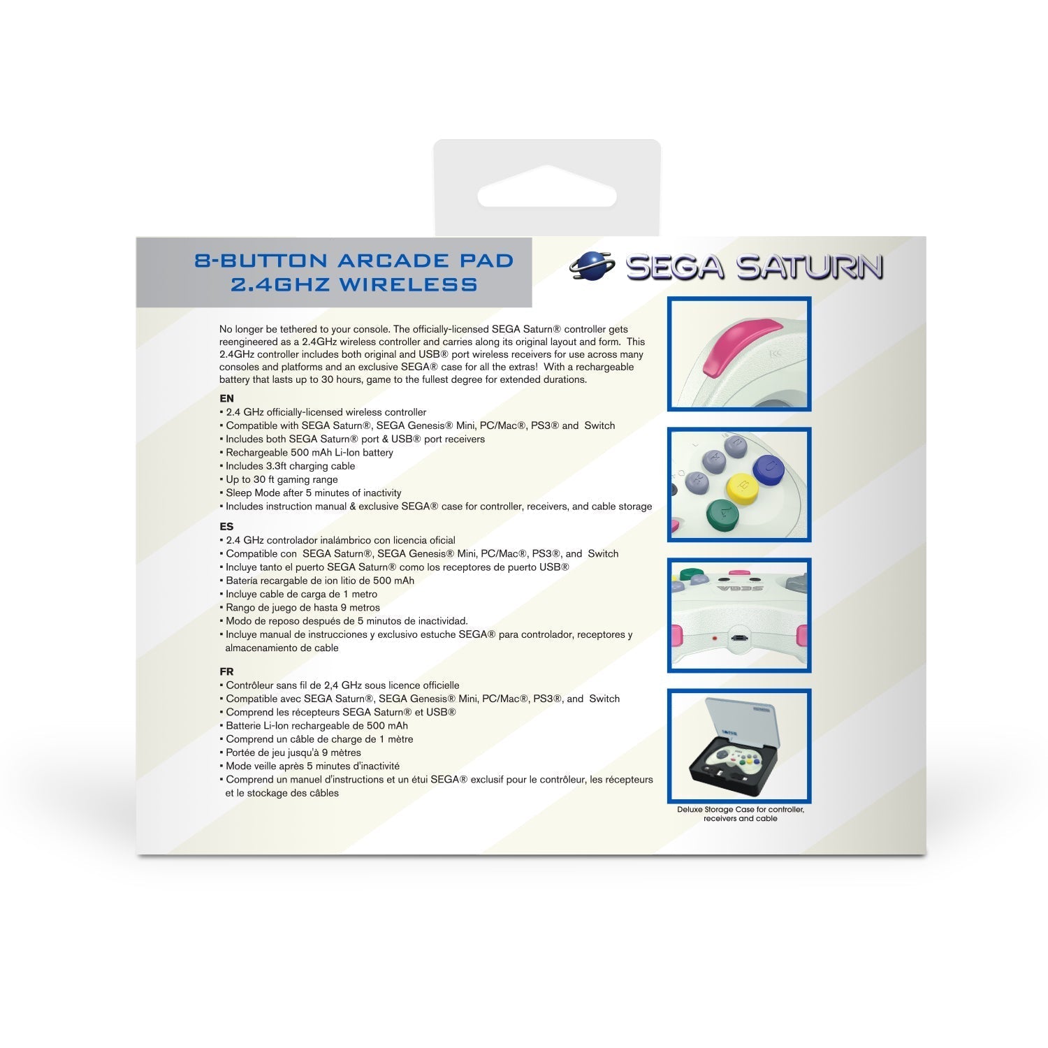 SEGA Saturn® 8 - Button Arcade Pad - 2.4 GHz Wireless - White for Controller – CastleMania Games